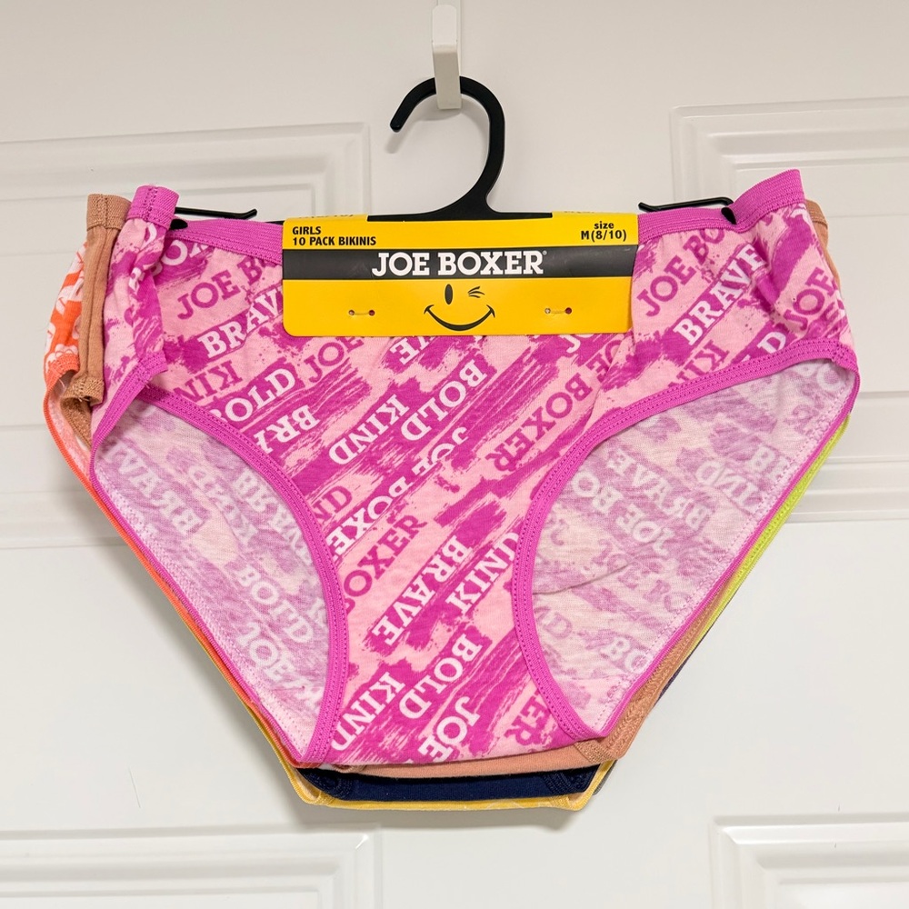 Joe Boxer Girls' Pink Printed Bikini Briefs Pack (Pink with Multicolor Accents)